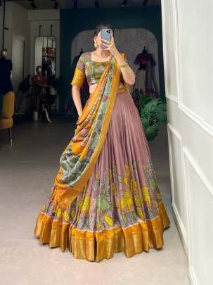 New Arrival Kalamkari Printed  Silk Lehenga Choli