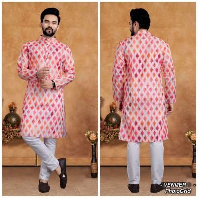 New Arrival Mens Pink Cotton Kurta Pyjama