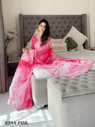 New Arrival Pink Designer Pure Soft Rangoli Silk Saree