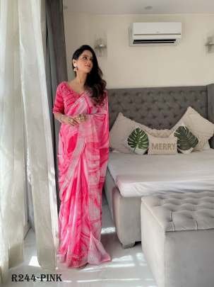 New Arrival Pink Designer Pure Soft Rangoli Silk Saree