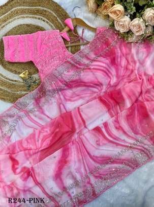 New Arrival Pink Designer Pure Soft Rangoli Silk Saree