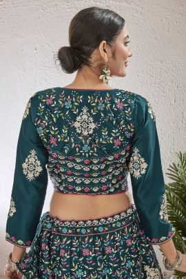 New Arrival Rama Blue Semi Stitched Jute Silk Lehenga choli