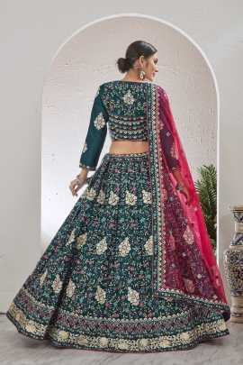 New Arrival Rama Blue Semi Stitched Jute Silk Lehenga choli