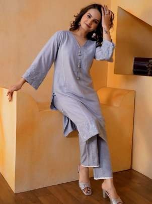 New Arrival Rayon Embroidery Work Co Ord Set