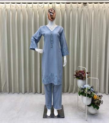 New Arrival Rayon Embroidery Work Co Ord Set