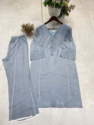 New Arrival Rayon Embroidery Work Co Ord Set