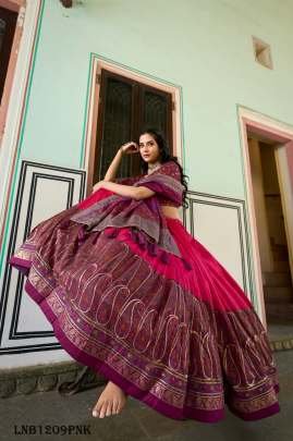 New Arrival Tussar Silk Kashmiri Foil Print Lehenga Choli