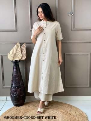 New Arrival White Plain Cord set collection 