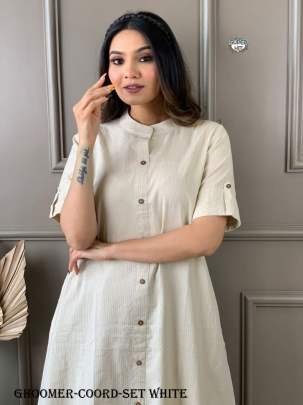 New Arrival White Plain Cord set collection