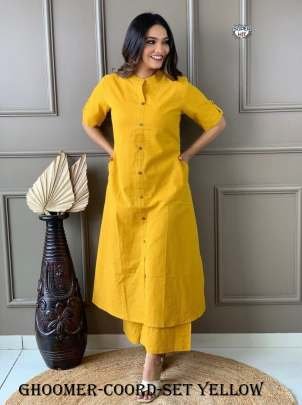 New Arrival Yellow Plain Cord set collection
