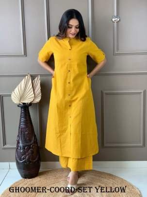 New Arrival Yellow Plain Cord set collection