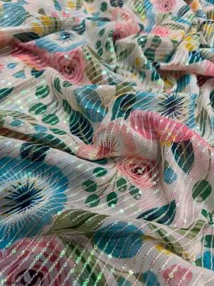 New Banglory White Georgette Sequence Work Saree