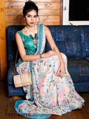 New Banglory White Georgette Sequence Work Saree