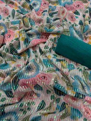 New Banglory White Georgette Sequence Work Saree