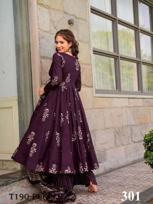 New Beautiful Purple Pure Muslin With Digital Print Kurti Dupatta Set