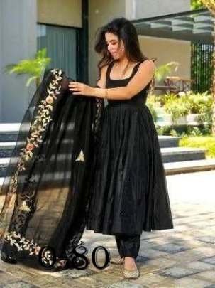 New Black Chinnon Suit Set Paired With Chinnon Dupatta