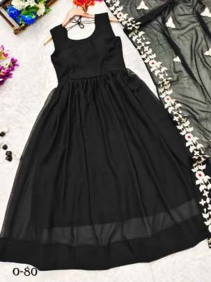 New Black Chinnon Suit Set Paired With Chinnon Dupatta