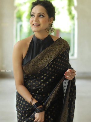 New Black Rich Silk Saree For Weddings
