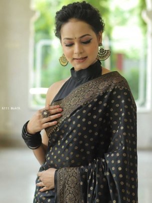 New Black Rich Silk Saree For Weddings