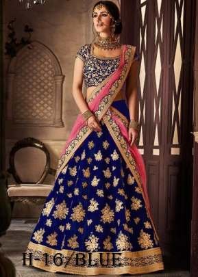New Embroidery Work Blue Velvet Silk Lehenga Choli