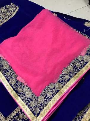 New Embroidery Work Blue Velvet Silk Lehenga Choli