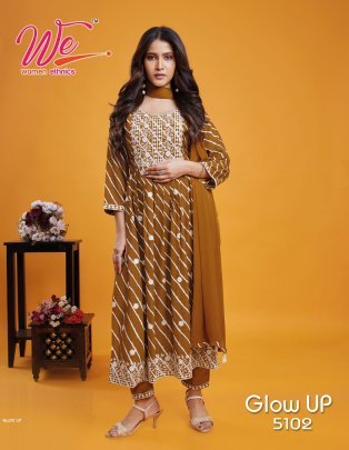 New Collection Glow Up Rayon Kurti Pant Dupatta Set