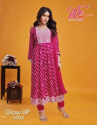 New Collection Glow Up Rayon Kurti Pant Dupatta Set