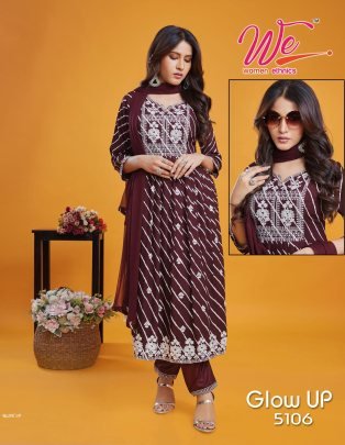 New Collection Glow Up Rayon Kurti Pant Dupatta Set