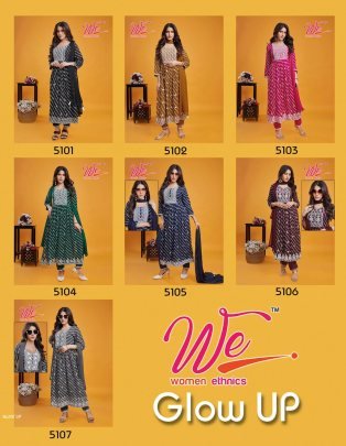 New Collection Glow Up Rayon Kurti Pant Dupatta Set