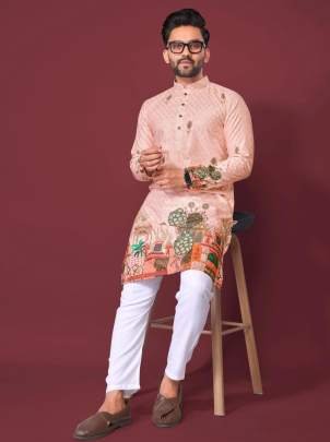 New Collection Of Men's Peach Kurta Payjama