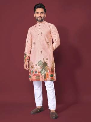 New Collection Of Men's Peach Kurta Payjama