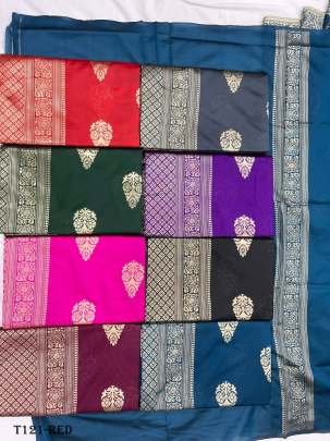 New Collection Red Soft Lichi Silk Saree For Women
