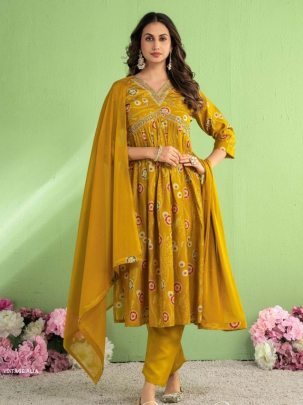New Collection VINTAGE ALIA Chanderi Naira Cut Suit From Fab Funda