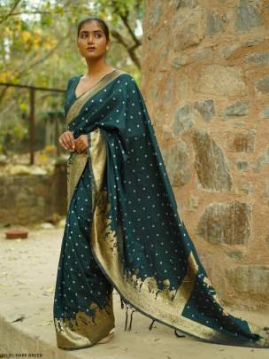 New Design Dark Green Bandhani Saree