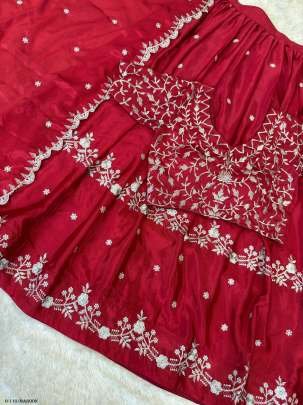 New Design Maroon Chinon Lehenga