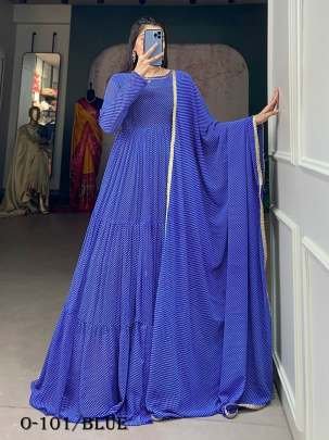 New Design Printed Georgette Blue Gown