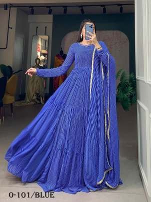 New Design Printed Georgette Blue Gown