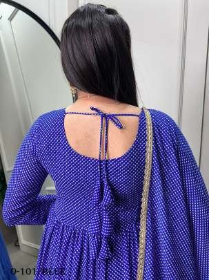 New Design Printed Georgette Blue Gown