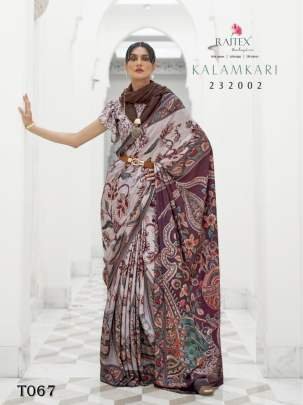 New Designer Kalamkari Brown Soft Silk Saree 