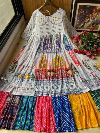 New Designer Mirror Work Muslin Cotton Indowestern  Outfit