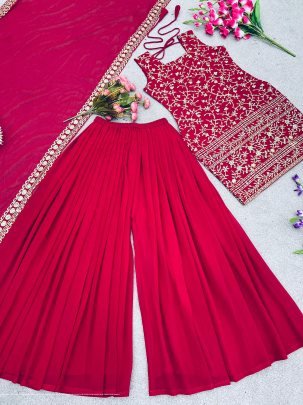 New Designer Party Wear Look Top Palazzo and Dupatta With Heavy Embroidery suit