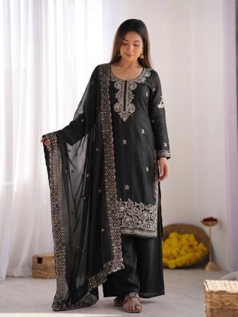 New Designer Party Wear Plazzo Suit Set With Dupatta 