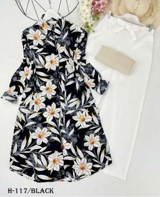 New Digital Print Rayon Black Kurtis Plazzo Set