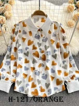 New Digital Print Rayon Orange Color Ladies Top