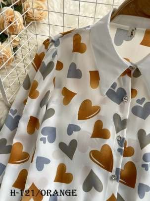 New Digital Print Rayon Orange Color Ladies Top