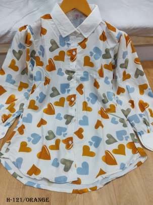 New Digital Print Rayon Orange Color Ladies Top