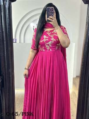 New Embroidered Anarkali Pink Gown