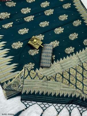New Fancy Cotton Silk Zari Weaving Rama Saree