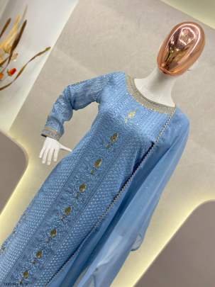 New Fancy Wear Sky Blue Georrgte Kurti Pant Set