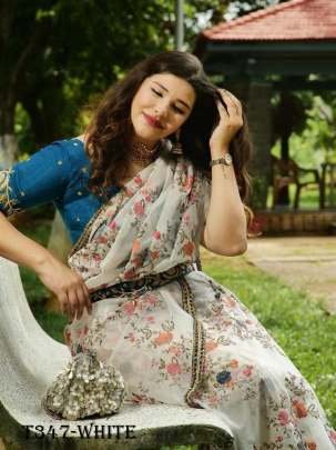 New Fancy White Khadi Organza Silk Saree